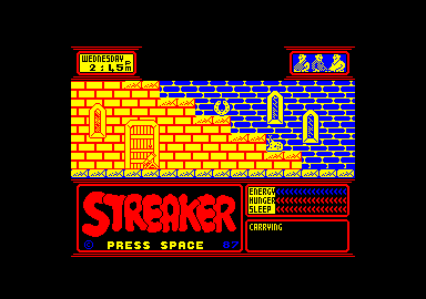 Streaker (Amstrad CPC) screenshot: Starting screen. Press space to begin.