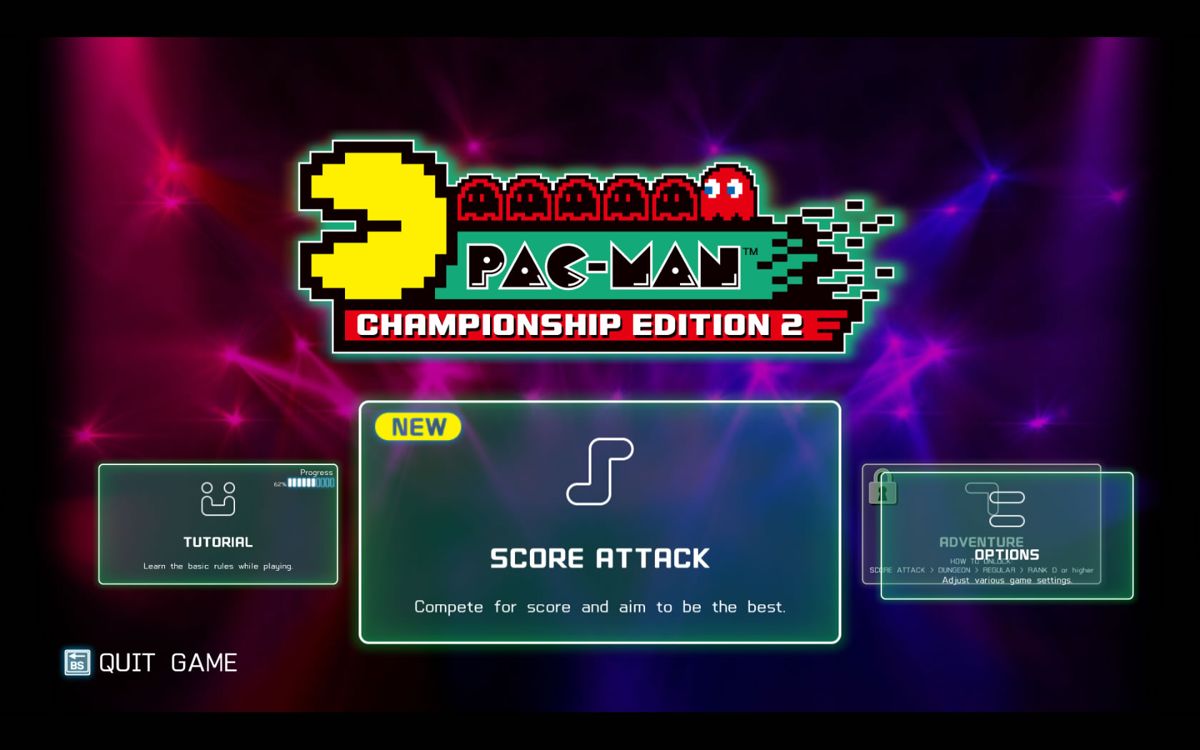 Pac-Man: Championship Edition 2 (Windows) screenshot: Game mode selection in the main menu