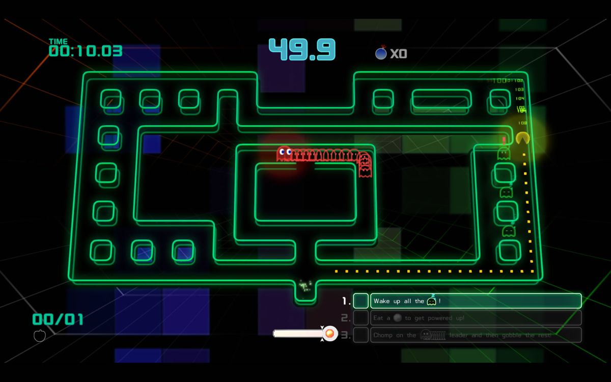 Pac-Man: Championship Edition 2 (Windows) screenshot: A simple maze in the tutorial