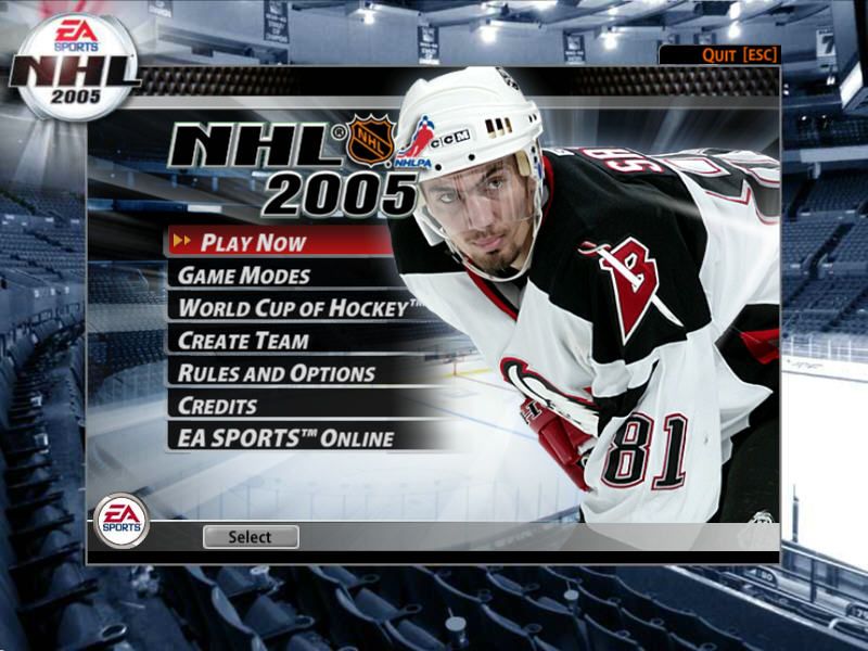 NHL 2005 (Windows) screenshot: Main menu