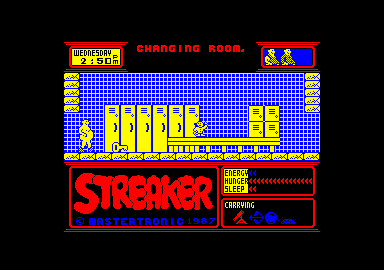 Streaker (Amstrad CPC) screenshot: In a changing room.