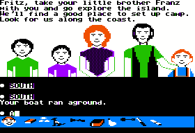 Swiss Family Robinson (Apple II) screenshot: Your family.