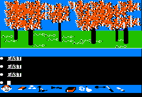 Swiss Family Robinson (Apple II) screenshot: Trees.
