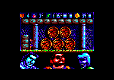 El Capitán Trueno (Amstrad CPC) screenshot: Goliath destroys the wall