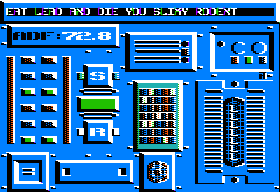 Infiltrator (Apple II) screenshot: "Eat lead and die you slimy rodent" - Radio messages like these kind of ruin things.