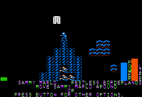 Stuart Smith's Adventure Construction Set (Apple II) screenshot: In-game play - the main map.