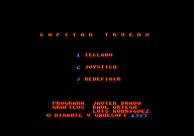 El Capitán Trueno (Amstrad CPC) screenshot: Main menu
