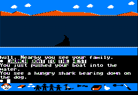 Swiss Family Robinson (Apple II) screenshot: Shark!