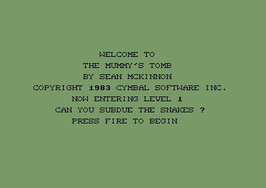 Krystals of Zong (Commodore 64) screenshot: Title screen (as The Mummy's Tomb)