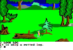 King's Quest (Apple II) screenshot: A rotten log.