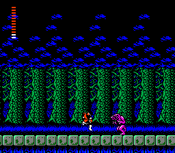 Castlevania II: Simon's Quest (NES) screenshot: Same forest, same place, but at night
