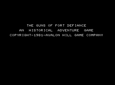 Guns of Fort Defiance (Commodore PET/CBM) screenshot: Title