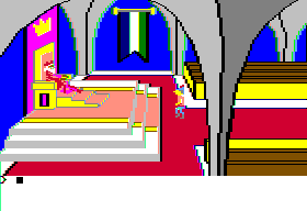 King's Quest (Apple II) screenshot: Throne room.