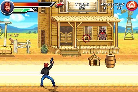 Chuck Norris: Bring on the Pain (iPhone) screenshot: Those Soviets even come out the walls!