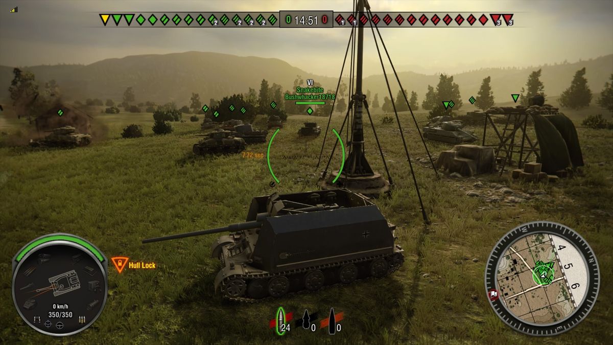 World of Tanks: Snakebite Base Bundle (PlayStation 4) screenshot: Allied Snakebite from the rear quickly heading to scout the enemy positions