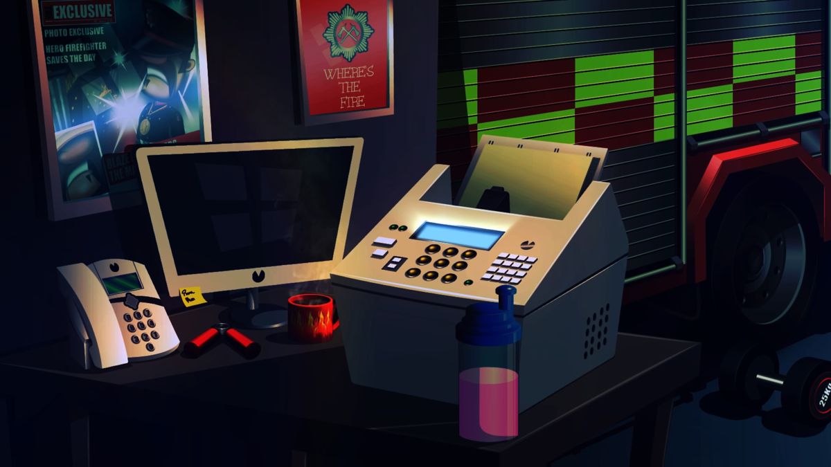 Flame Over (PlayStation 4) screenshot: Computer desk