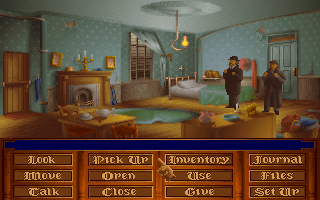 The Lost Files of Sherlock Holmes (DOS) screenshot: A small flat.