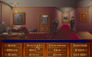 The Lost Files of Sherlock Holmes (DOS) screenshot: Office lobby.