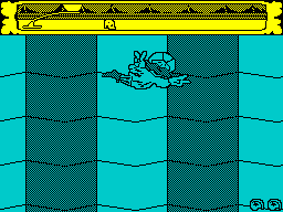 Fiendish Freddy's Big Top O' Fun (ZX Spectrum) screenshot: Cannon propelled high flying.