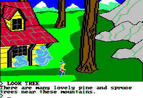 King's Quest II: Romancing the Throne (Apple II) screenshot: Near a mountain.
