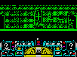 Dalek Attack (ZX Spectrum) screenshot: Inside the church more Daleks await you