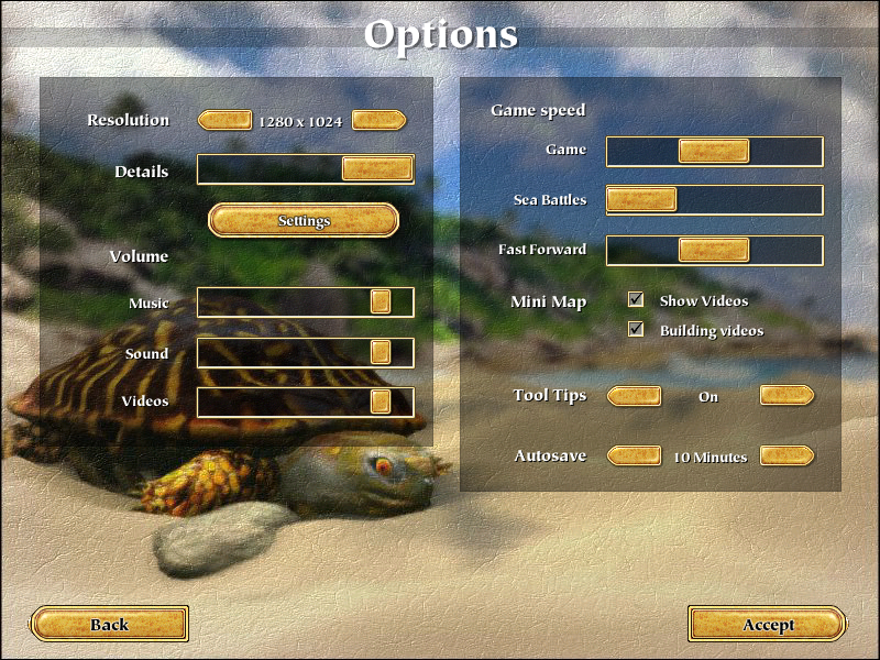 Port Royale (Windows) screenshot: Options