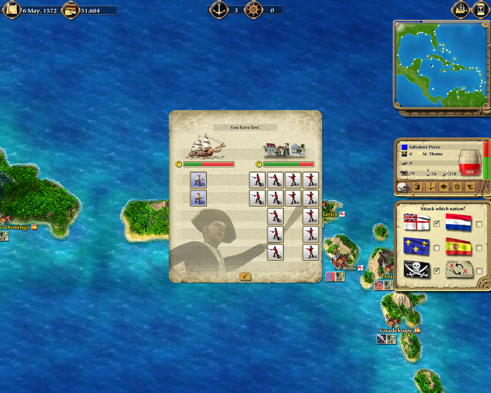 Port Royale (Windows) screenshot: Doesn't look good