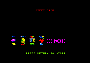 Dizzy Dice (Amstrad CPC) screenshot: Starting a game