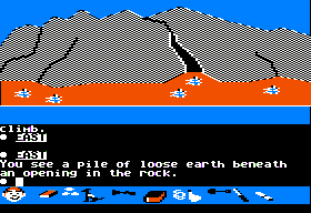 Swiss Family Robinson (Apple II) screenshot: Outside of a cave.