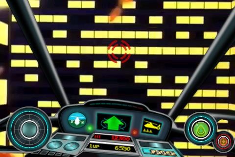 Cobra Command (iPhone) screenshot: If you see the green arrow it's time to tilt the device.