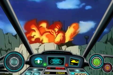 Cobra Command (iPhone) screenshot: Destroyed the main target and completed the mission.