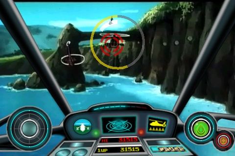 Cobra Command (iPhone) screenshot: Helicopters, airplanes, tanks, turrets, ships - the enemy throws everything he has at you.