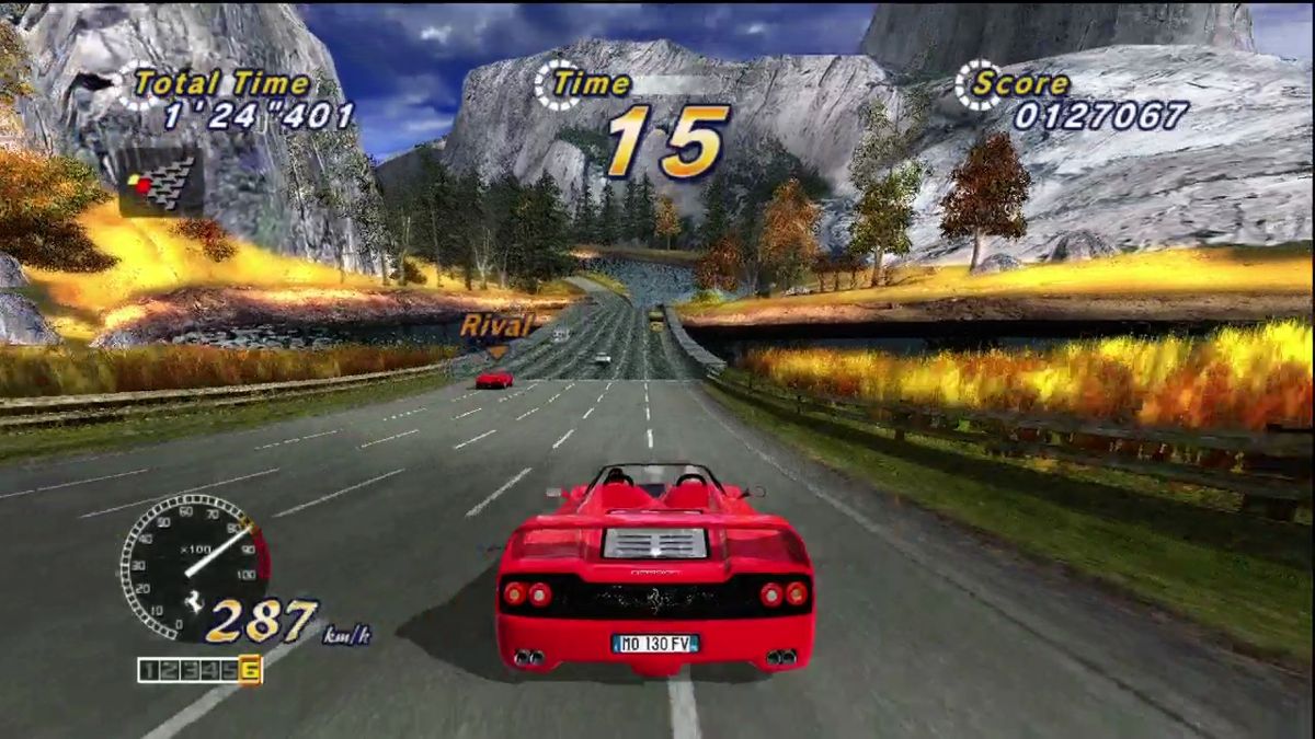OutRun: Online Arcade (Xbox 360) screenshot: Trying to pass our rival.