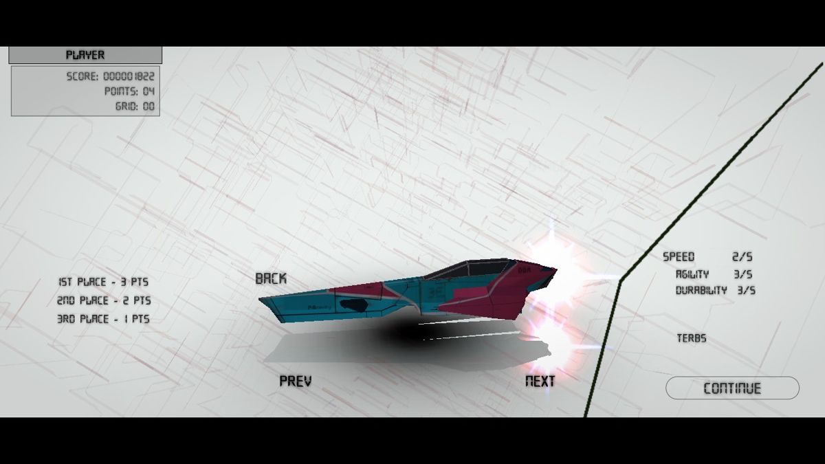 Fury Racing 3D (Windows) screenshot: select vehicle (only 1 on start)