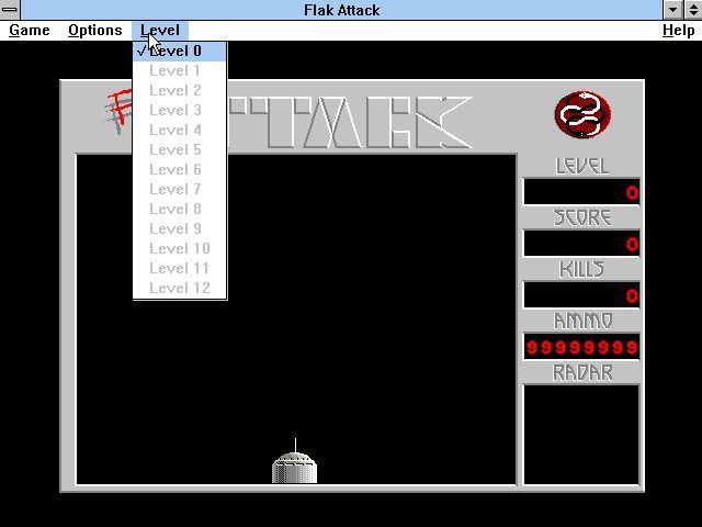 Fast Action Paq (Windows 3.x) screenshot: Flak Attack: Demo version<br>There's only one level in the demo version