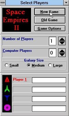 Space Empires II (Windows 16-bit) screenshot: Space Empires II: Shareware release<br>No big splash screen just a basic menu to launch the game