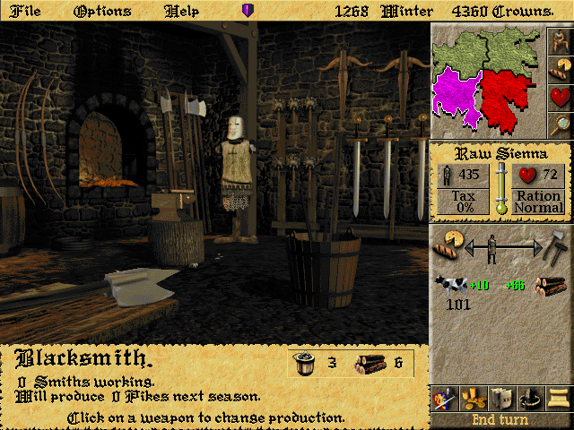 Lords of the Realm II (Windows) screenshot: The blacksmith