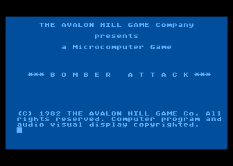 Bomber Attack (Atari 8-bit) screenshot: Title