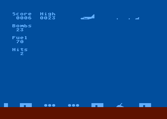 Bomber Attack (Atari 8-bit) screenshot: Fighter on my tail