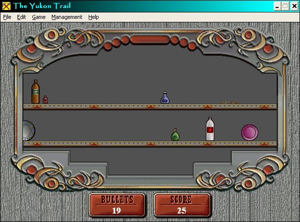 The Yukon Trail (Windows 3.x) screenshot: Shooting gallery mini-game