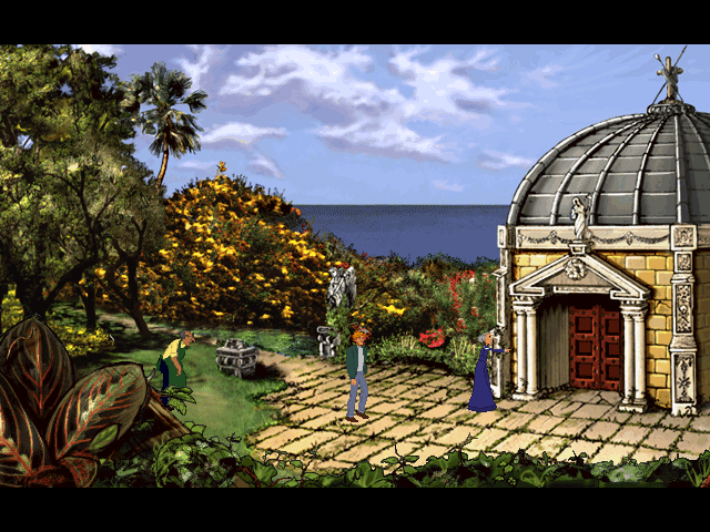 Circle of Blood (DOS) screenshot: The mausoleum in the garden of Countess de Vasconcellos