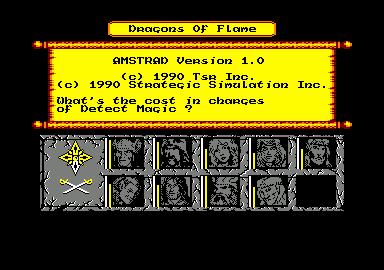 Dragons of Flame (Amstrad CPC) screenshot: A security question