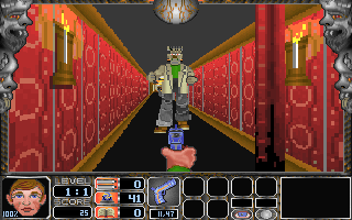 Nitemare-3D (DOS) screenshot: A very common enemy. There must somehow be a factory for Frankenstein monsters around here.