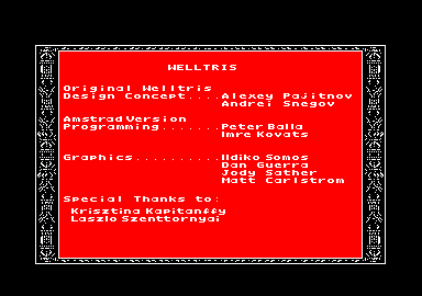 Welltris (Amstrad CPC) screenshot: Credits
