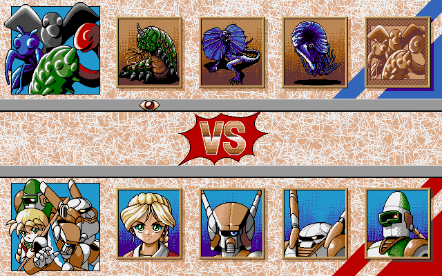 Mission (PC-98) screenshot: Choosing your characters before battle