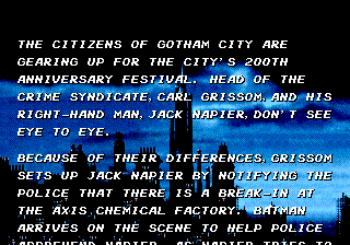 Batman: The Video Game (Genesis) screenshot: Intro text