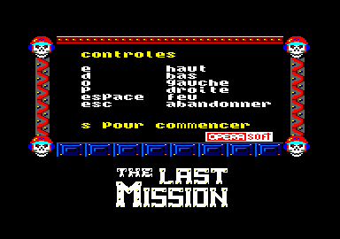 The Last Mission (Amstrad CPC) screenshot: Main menu
