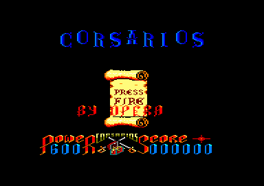 Corsarios (Amstrad CPC) screenshot: Title screen for part 1