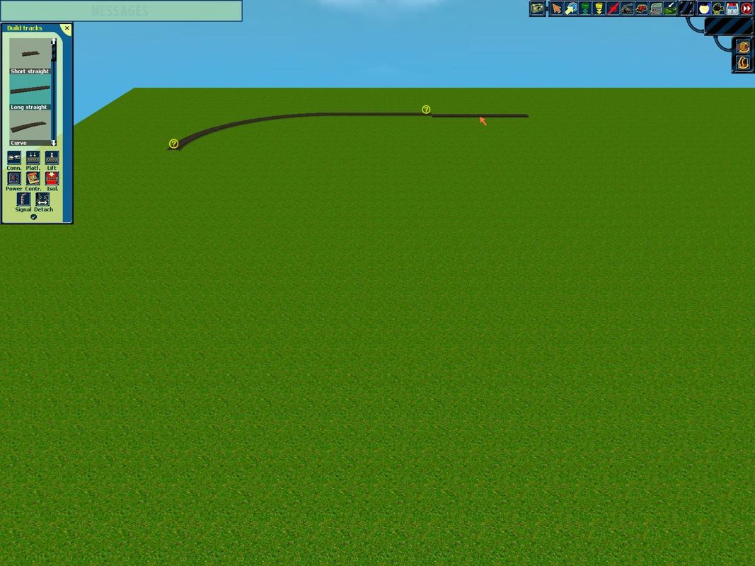 Create Your Own Model Railway (Windows) screenshot: The layout is built by selecting a track section from the menu on the left, rotating it with the arrow keys, and placing it with the mouse Sections connect automatically