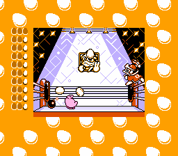 Kirby's Adventure (NES) screenshot: The egg catching bonus game.